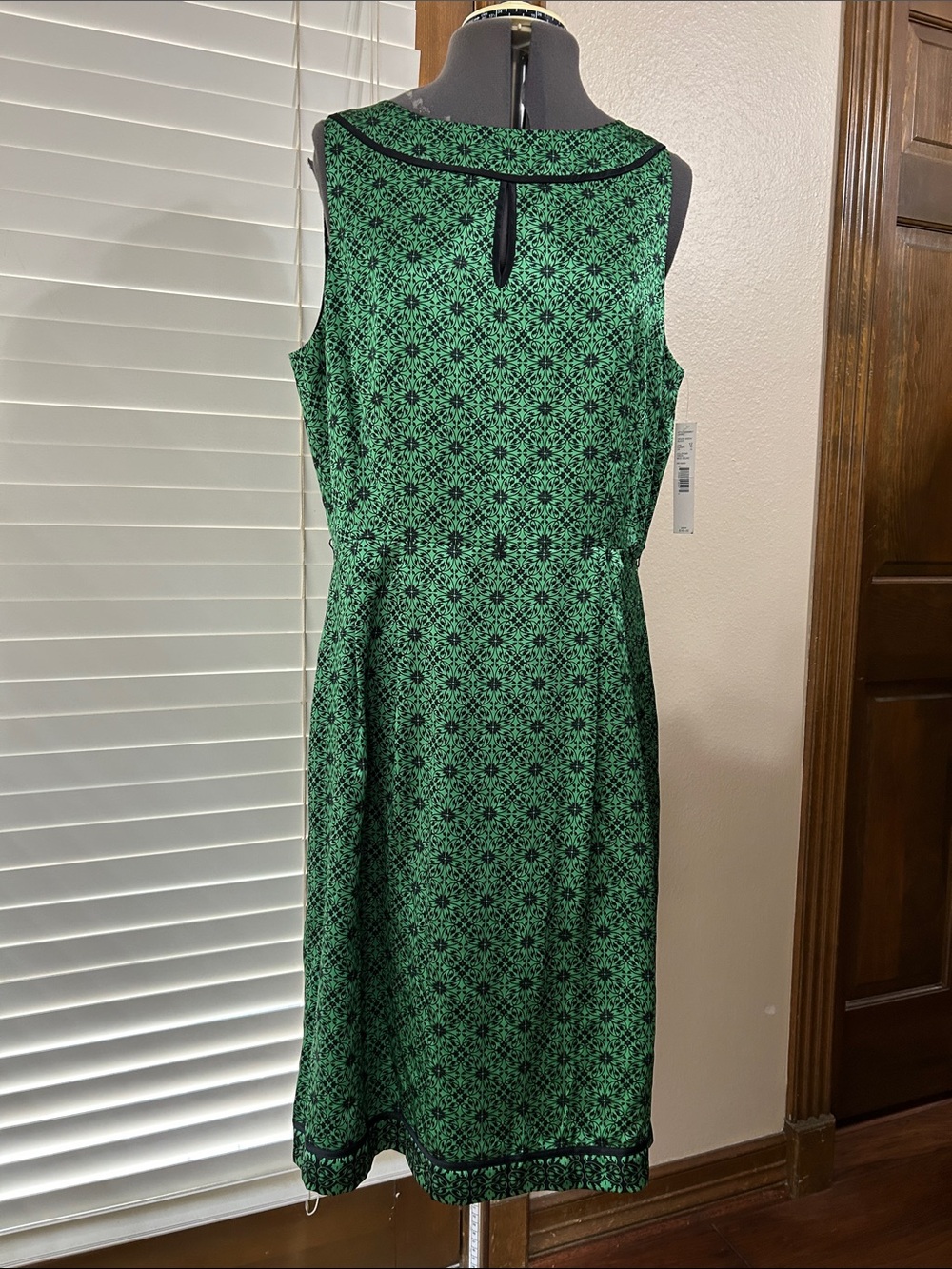 ANTONIO MELANI Green & Black Printed Sleeveless Sheath Dress Sz 12 NWT NO BELT